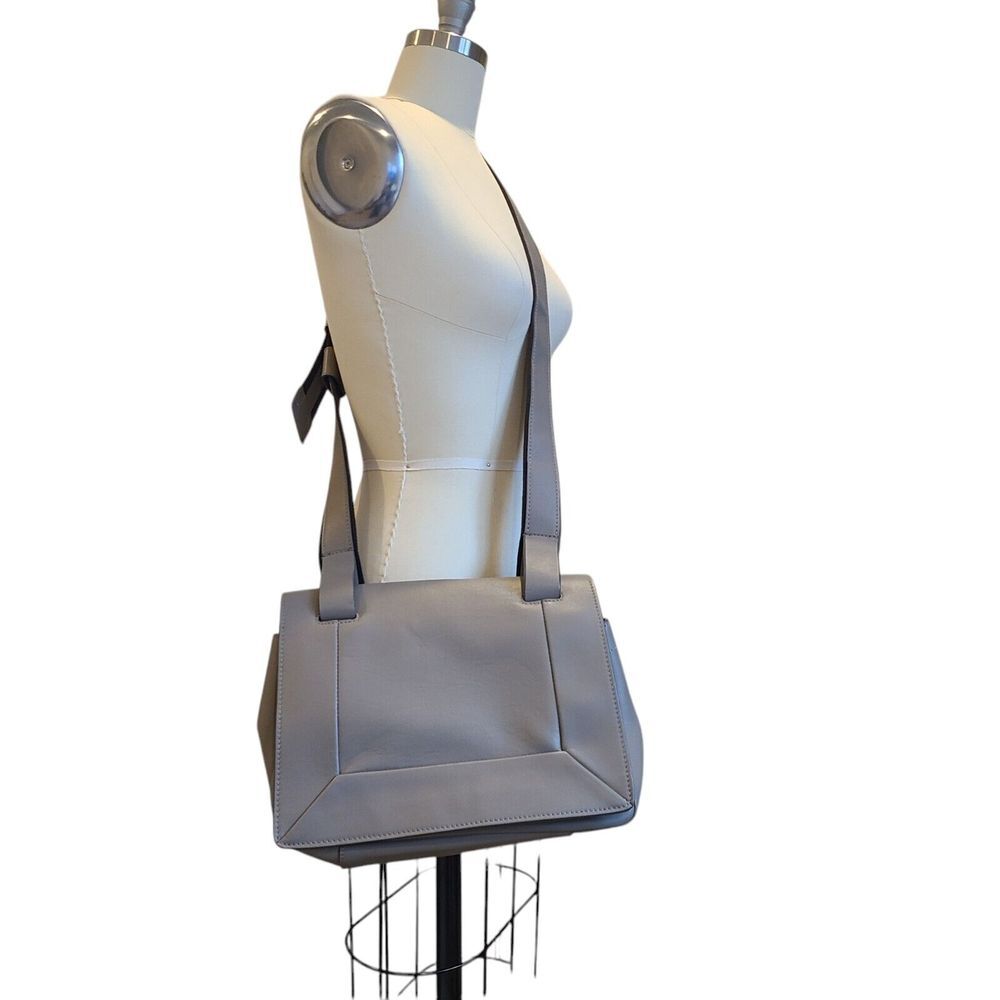 REISS Alma Leather Sporty Crossbody Bag Taupe Minimalist‎ Adjustable Strap